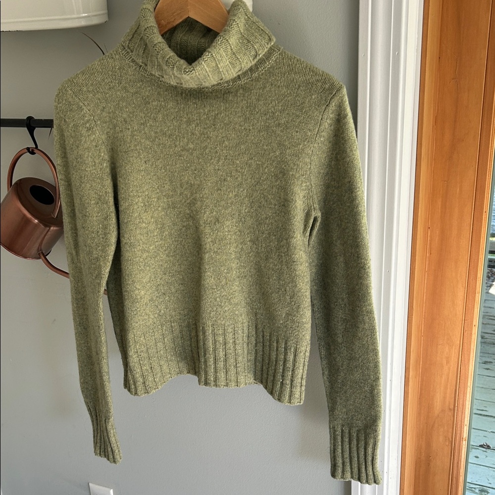 J. Crew 100% wool Sage Green Turtle Neck Sweater